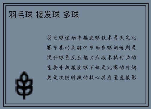 羽毛球 接发球 多球